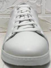 Белые туфли сникерсы на шнурках женские Evromoda 141-1511 White Leather.