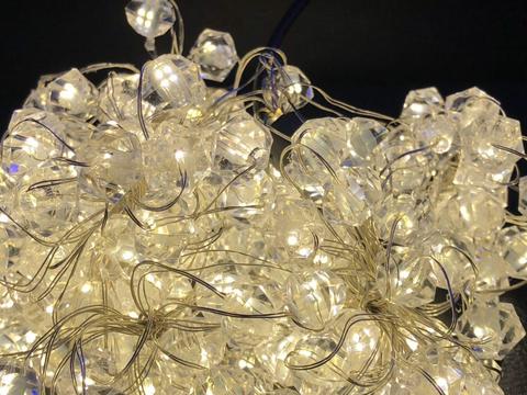 Хвіст-гірлянда на Мідному дроті Скло кулька 200 LED 10 гілок 2 м. тепло-білий