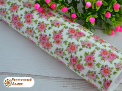 Замша люкс з принтом Рожеві ромашки 8