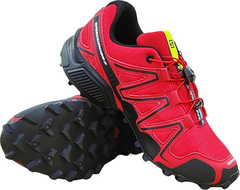 Красивые мужские кроссовки на лето Salomon Speedcross 3 A-2054 Red Black.