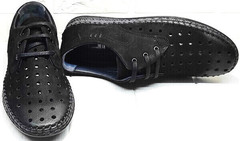 Удобные красивые туфли мокасины черные мужские смарт кэжуал мужской летние Luciano Bellini 91754-S-315 All Black.