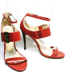 Элегантные босоножки с закрытой пяткой на каблуке Via Uno1103-6605 Red.