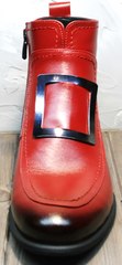 Красные ботинки женские лоферы демисезонные Evromoda 1481547 S.A.-Red