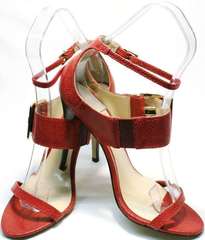 Летние кожаные босоножки сандали женские Via Uno1103-6605 Red.