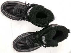 Кожаные зимние кроссовки ботинки женские на шнуровке Marani Magli 22-113-104 Black.