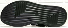 Модные черные босоножки сандалии на плоской подошве мужские Nike 40-3 Leather Black.
