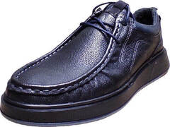 Черные мокасины мужские туфли на шнурках Arsello 22-01 Black Leather.