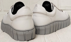 Кожаные кеды кроссовки белые женские Guero G146 508 04 White Gray.