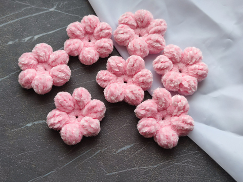 Квітка плюшева в'язана рожева (ручна работа)