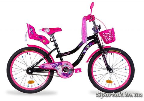Велосипед Formula Flower Premium для дівчаток зростом від 115 до 135 см (колеса 20 дюймів) - чорний з рожевим