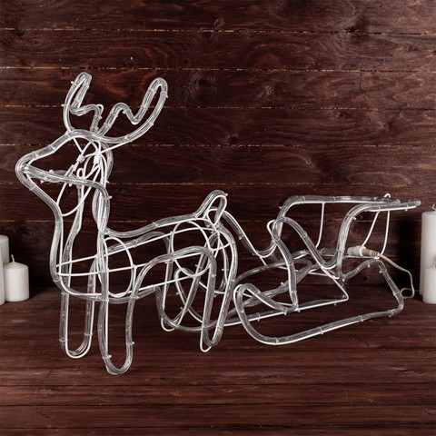 фигура новогодняя оленя с санями лед