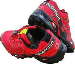 Летние мужские кроссовки красные Salomon Speedcross 3 A-2054 Red Black.