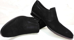 Лоферы черные. Мужская классическая обувь Ikoc 3410-7 Black Suede.