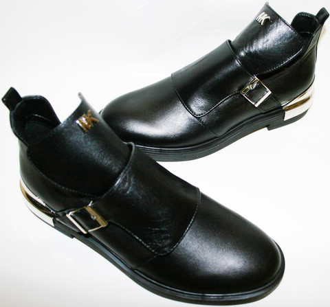 Женские туфли на низком ходу. Черные туфли кожаные Jina Black. 36-й размер