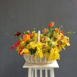 Photo of Basket with spring flowers 