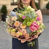 Photo of Flamboyant bouquet with peonies and hydrangeas «Colorful dream»