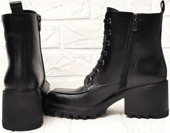 Женские демисезонные ботинки ботильоны на блочном каблуке Marani Magli 1227-021 Black.
