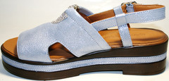 Сандали на платформе - голубые босоножки. Кожаные сандали босоножки женские Marani Magli - Blue.