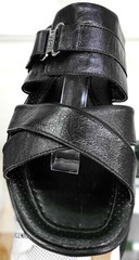 Кожаные босоножки шлепанцы мужские. Черные босоножки шлепки летние ETOR Black 43 размер