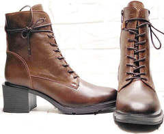 Женские ботинки на каблуке 6 см G.U.E.R.O 108636 Dark Brown.