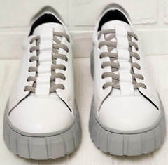 Белые женские кеды кроссовки с высокой подошвой Guero G146 508 04 White Gray.