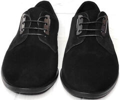 Туфли дерби Икос. Мужские туфли черные замшевые Икос Black Suede.