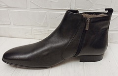 Кожаные ботинки мужские зимние. Черные зимние ботинки на цигейке ETOR 9115  45-й размер