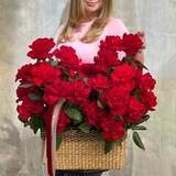 Photo of 51 roses in a flower basket «Passion and Flame»