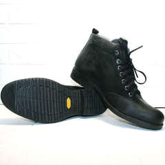 Зимние классические мужские ботинки на толстой подошве Luciano Bellini 6057-58K Black Leathers & Nubuk.