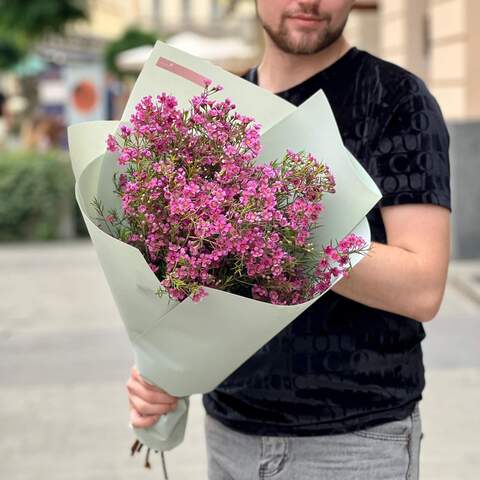 11 branches of chamelaucium in a bouquet «Scattered Amethysts», Flowers: Chamelaucium