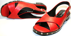 Шкіряні босоніжки на низькому ходу. Літні сандалі жіночі Marani Magli - Red.
