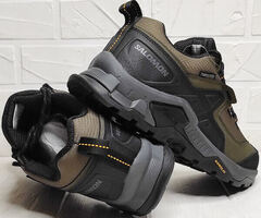 Трекинговые кроссовки мужские зимние Salomon Quest Element Khaki Black ADV/G Thinsulate Nonslip.