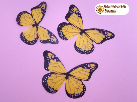 Набор бабочек из прозрачной пленки желтый