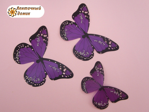 Набор бабочек из прозрачной пленки фиолетовый