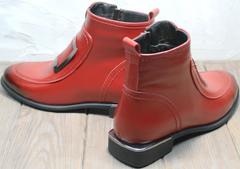 Красные кожаные ботинки демисезонные женские Evromoda 1481547 S.A.-Red