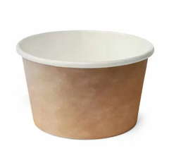 Контейнер бумажный круглый 470 мл 16oz (Ø110х68 мм) крафт/белый + крышка плоская РР