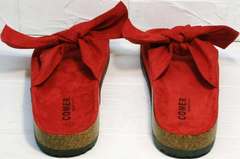 Модные женские босоножки шлепанцы биркенштоки Comer SAR-15 Red.