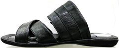 Шльопкі  сандалі чоловічі. Шкіряні босоніжки шльопанці на літо. Чорні босоніжки модні шльопанці ETOR Black.  43 розмір.