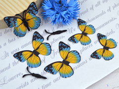 Метелики СЕРЕДНІ з тканини вирізані жовто-блакитні №37