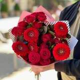 Photo of Red bouquet with gerberas «Pomegranate Mood»