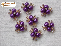 Декор Три фиолетовые жемчужины с усиками между ними