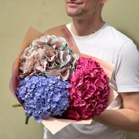 Photo of 3 hydrangeas in a bouquet «Bright berries»
