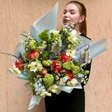 Photo of Incredible bouquet with french tulips and delphiniums «Spring in Provence»