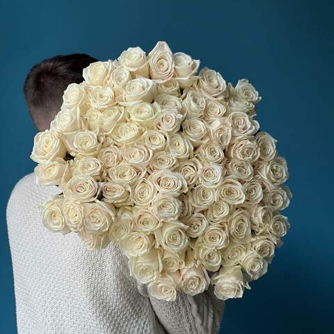 75 білих троянд сорту «Playa blanca», Квіти: Троянда