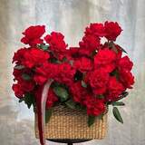 Photo of 51 roses in a flower basket «Passion and Flame»
