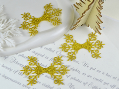Накладка на бант Ажурна сніжинка темно-золота