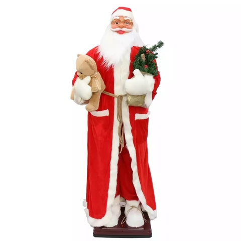 Дед Мороз музыкальный с мешком и игрушкой 180 см
