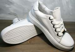 Белые кеды из натуральной кожи женские Molly shoes 557 Whate