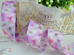 Стрічка текстильна Корея Ніжні квіти малинові