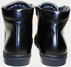 Шкіряні кеди черевики на шнурках. Термо черевики чоловічі зимові черевики снікерси Cabani BlackLeather.